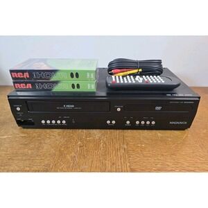 CDV220MW9 Magnavox w/ Remote & Cables VCR DVD Combo 4 Head Player - Tested